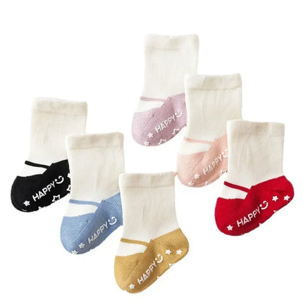 Korean New Baby Patchwork Anti-slip Rubber Floor Socks Cotton Breathable Newborn Infant Toddler Boys Girls Socks 0-5Y