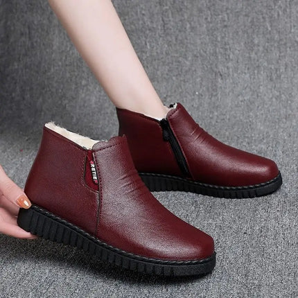 Thickened Warm Cotton Shoes for Middle-Aged And Elderly Women Winter Mom Shoes Fleece-Lined Anti-Slip Flat Bottom Soft Bottom...