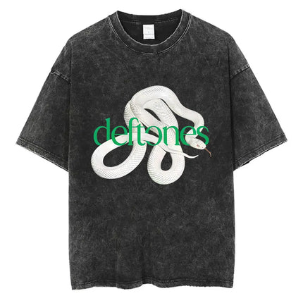 New Arrival Mens Clothes Tee Shirt Homme Washed Vintage Rock Band Deftones Private Music Graphic  Men Clothing New in Top & Tees