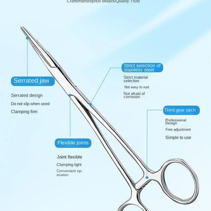 Stainless Steel Locking Forceps Arterial Surgical Clips Curved Straight Fishhook Forceps Hemostatic Forceps Hand Tools