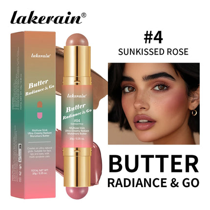 Lakerain Butter Makeup Stick Nature Bronze Colored Matte Effect Moisturizing Smooth Dual-head Design Multi-purpose Makeup Stick