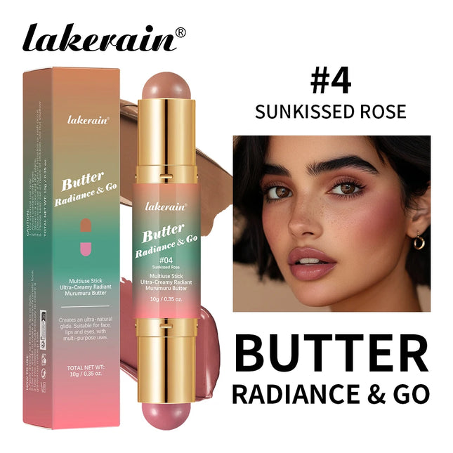 Lakerain Butter Makeup Stick Nature Bronze Colored Matte Effect Moisturizing Smooth Dual-head Design Multi-purpose Makeup Stick