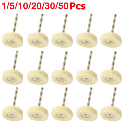 1/5/10/20/50Pcs 1" Wool Felt Mini Polishing Brush Wheel Grinding Sanding Head Abrasive Buffing 3mm Shank Cotton For Dremel Tools