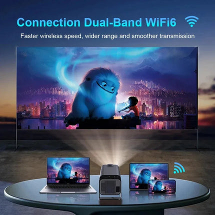 HY320 Mini video projector Native 720P Android 11 Projectors 300ANSI Wifi6 Cinema OutdoorPortable 180° Rotable BT5.0 4K Moive