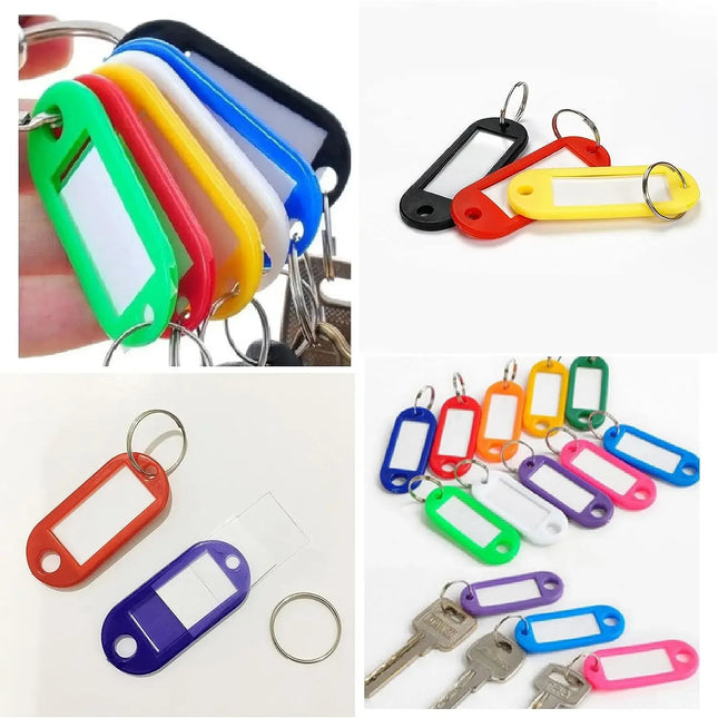 50/30/10Pcs Plastic Keychain Key Tags Id Label Name Tags With Split Ring For Baggage Key Chains Key Rings