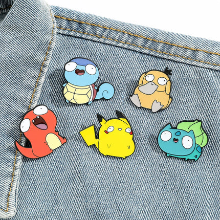 Kawaii Anime Enamel Pins  Cute Psyduck Pikachu Charmander Brooch Metal Badge for Kids Hat Pins Accessories Gifts