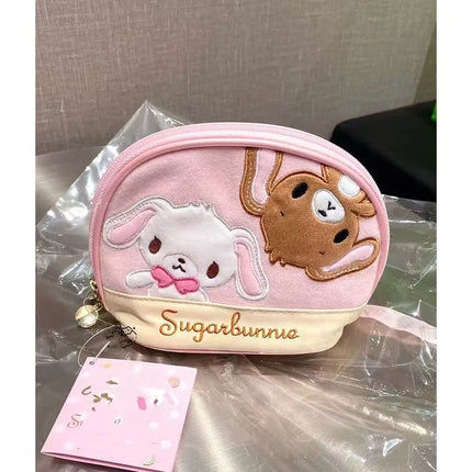 Japanese Style Sanrio Sugarbunnies Shell Shape Storage Bag Handheld Mini Makeup Bag Cute Zipper Coin Purse Girls Handbag Gift