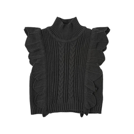 2025 Autumn Winter New Girls Fungus Edge High Neck Vest  Pure Cotton Soft Knitted Vest Warm Soft and Comfortable Baby Clothing