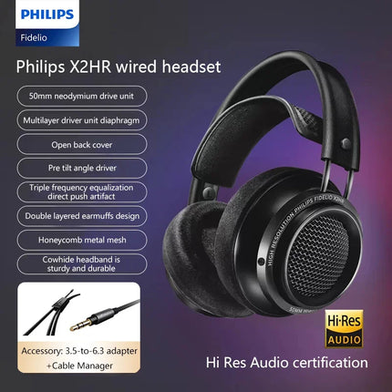 Original Philips X2HR Fidelio HiFi Stereo Head-mounted Headphones Comfort Music Wired Headset Computer Monitor Gaming Earphones