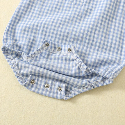 0-18M Summer Newborn Baby Boy Girl Romper Plaid Sleeveless Newborn Bodysuit Infant