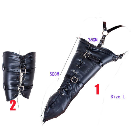 BDSM Leather Armbinder Restraint Fetish Bondage Handcuff Ankle Cuff Hood Mask Adult Game Set Erotic Accessorie Sex Toy for Women