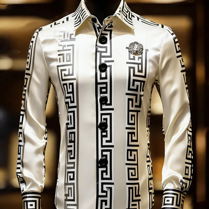 Men's Soft Breathable Long Sleeve Shirt High Definition Printed White Shirt Hawaiian Vacation Outdoor Social Party Mens Clothing