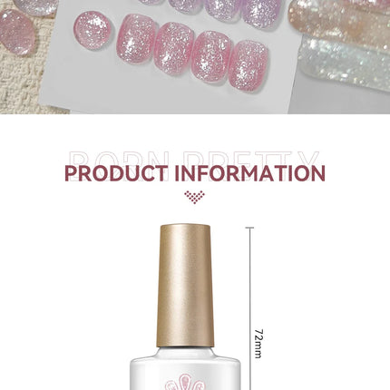 BORN PRETTY 1 Bottle 10ml Fluttering Flakes Jelly Gel Polish Semi Permanent Nail Art Manicure Soak Off LED Nail Supplies Vernis