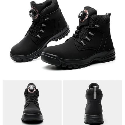 Waterproof Safety Boots Men Indestructible Steel Toe Work Boots Anti-smash Stab-resistant Safety Shoes Biker Botas Para Hombre