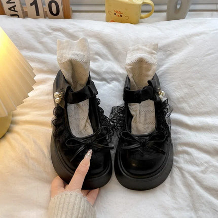 2026 Spring Autumn Height Increase Women Mary Jane Shoes Concise Butterfly-knot Single Shoes Ladies Elegant Dress Leather Pumps