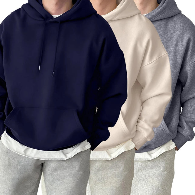 Fashion Solid Sweatshirt Sport Comfy Tracksuit Fleece Autumn Hoodies Men's Basics Warm Streetwear Casual Jogging Clothes Unisex