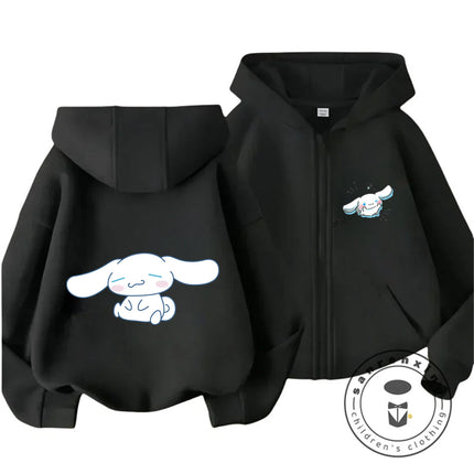 Cinnamoroll 2026 Kawaii Zipper Hoodie 3-14Y Kids Autumn Winter Cute Cartoon Street Hot Fashion Outdoor Casual Trendy Warm