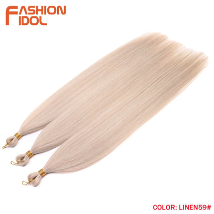 FASHION IDOL 28inch/3PCS Ariel Straight Hair Bundles Crochet Hair Synthetic Braiding Hair Ombre Rainbow Braids Hair Extensions