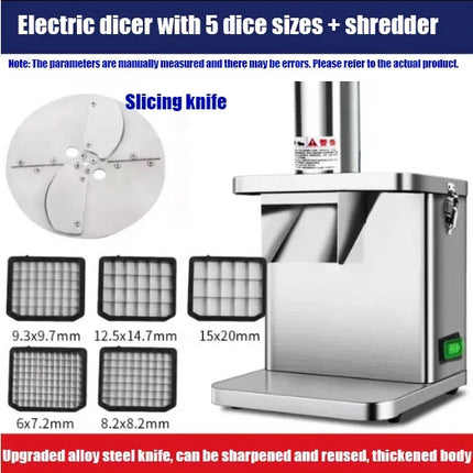 Multifunctional Vegetable Cutter Fruit and Vegetable Slicer Commercial Household Cube Cutting Stainless Steel Food Processor