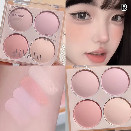 1Pc 4-Color Matte Blush Powder Set | Sweet Warm Tone | Cheek Brightener | Natural Illuminator | Enhances Facial Beauty