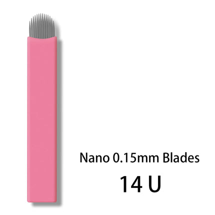 50pcs/Box Pink 0.15mm Microblading U Shape Needles Permanent Makeup Eyebrow Tattoo Manual Nano Blades Needles