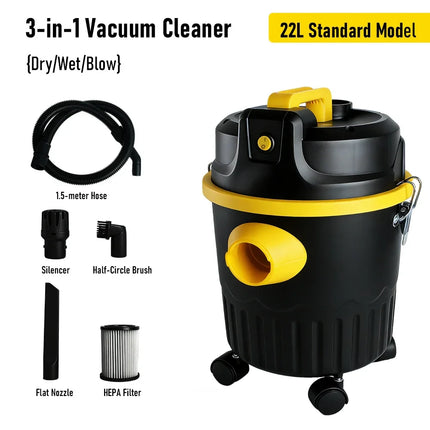 22L High-Power Vacuum Cleaner for Car Home Commercial Use Wet And Dry Large Suction Dust Collector Machine Shop Vacuum Bucket