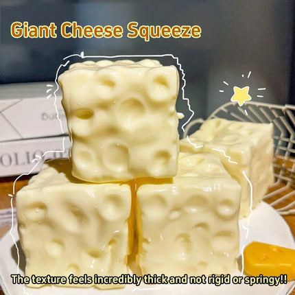 -Jumbo Cheese Cube Stress Ball Big Cheese Shapeable Squeeze Ball Non-Bounce Fidget Toy ASMR Sensory Anti-Stress Festival Gift