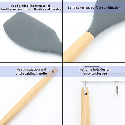 Non-Stick Cream Baking Scraper Silicone Butter Spatula Cutter Chocolate Smoother Wooden Spatula Heat Resistant Kitchen Cake Tool