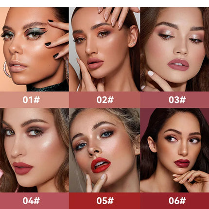 6 Colors Nude Matte Lip Gloss Waterproof Lasting Lipstick Not Fading Sexy Nude Red Pink Velvet Liquid Lipsticks Makeup Cosmetic