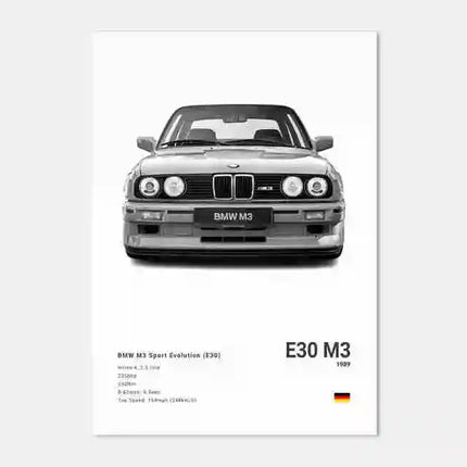 Pop Black And White Poster Wall Art Luxury Supercar F80 M3 M140 GTR HD Oil On Canvas Print Home Living Room Bedroom Decor Gift
