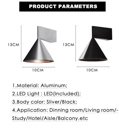 Interior Wall Lights Home Decorations Cone Small 7W LED Wall Lamp Geometry Wall Mirrors Lighting Lamps Living Room Light Fixture