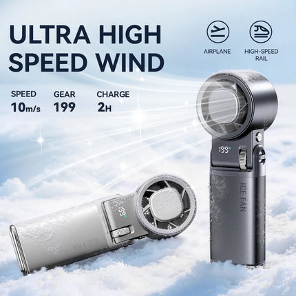 2026 6000mAh Semiconductor Refrigeration Mini Handheld Fan Turbine High-speed Violent Electric Fan Folding Neck Ice Pack