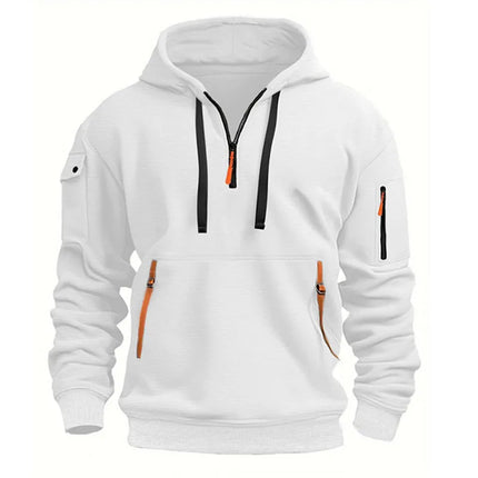 Men's Hoodie Multi Pocket Zipper Casual Sports Hoodie Men/Women Plus Size Loose Pullover Fashion Sweatshirt Long-Sleeve tops