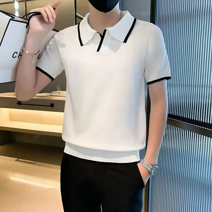 2026 summer tShirt Men's Business Casual Slim Fit Polo Shirt Short Sleeved Comfortable And Breathable Fashion Top uomo firmati