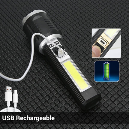 1/A Set Super Bright LED Flashlights USB Rechargeable Telescopic Zoom Tactical Torch Portable Long-Range Camping Fishing Lantern