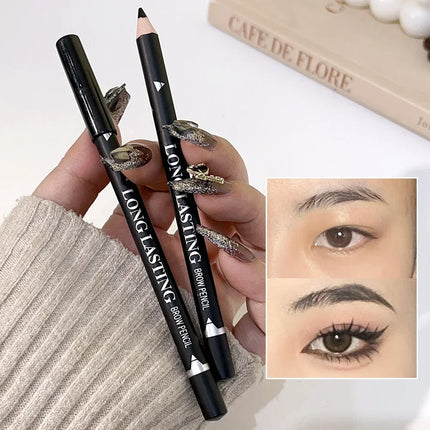 Black Brown Color Eyeliner Eyebrow Makeup Pencil 2 in 1 Waterproof Natural Lasting Matte Brow Pen Easy To Wear Eyes Cosmetics