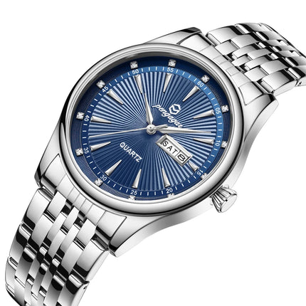 PAAZOMU Luxury Watch for Men Elegant Date Week Waterproof Luminous Men's Quartz Stainless Steel Sports Watch reloj