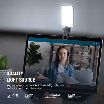 NEEWER LED Selfie Phone Light, Rechargeable 2500-9000K Clip On Fill Light ,CRI95+ Dimmable Video Conference Lighting for iPhone