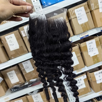 Megeen Burmese Curly 5x5 Transparent Lace Closure with Spriral Ends Free Part 12-20 Inch Hair Extensions for Black Women 15A