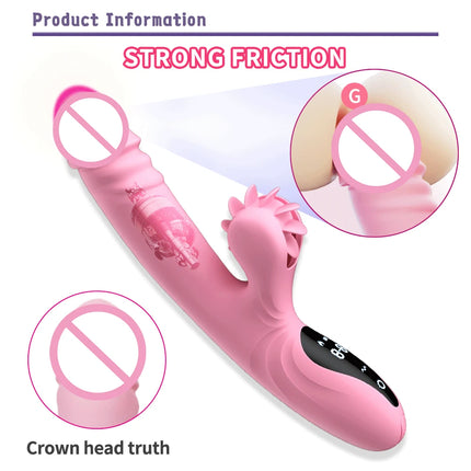 Silicone Rotating Telescopic Warming Vibrator for Couples Foreplay Sex, Clit Stimulation G-Spot Vibration Adult Toys for Women