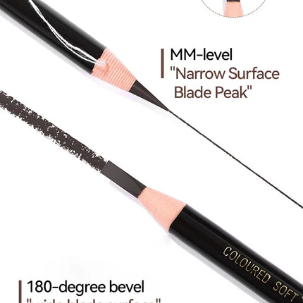 12PCS High Quality Pull Eyebrow Pencil Black Leather Makeup Wild Line Eyebrow Pencil Waterproof Hard Core Flat Head Pencil