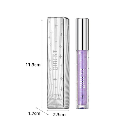 QIBEST Sliver Gold Purple Glitter Mascara Quick Dry Lasting Waterproof Curling Thick Shiny Eyelash Diamond Mascara 3 Colors