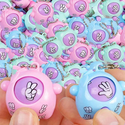 Rock Paper Scissors Guessing Keychain Pendants Mini Finger Flick Game Toy School Bag Pendant Birthday Party Gift
