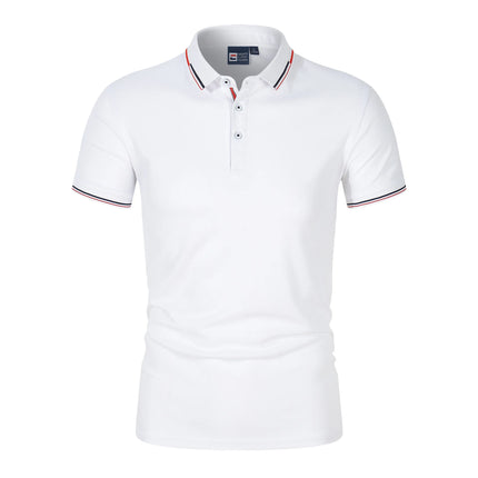 Summer Polo T Shirt Men's Solid Color Polo Shirt Short Sleeved T-shirt European and American Loose Stand Up Collar Casual Top