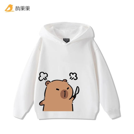 Children's Cartoon Fun Capybara Print Casual Hooded Sweatshirt Boys Girls Fall and Winter Outdoor Comfortable Warm Hoodie