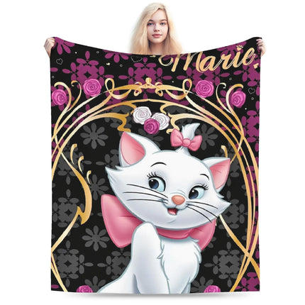 Aristocats Marie Cat Knitted Blankets Pink Wool Throw Blanket Summer Air Conditioning Portable Soft Warm Bedspread