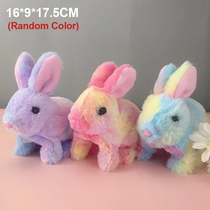 Cute Electric Rabbit Interactive Plush Toys Carrot Bunny Walking Wagging Ears Wagging Tail Stuffed Doll Pe