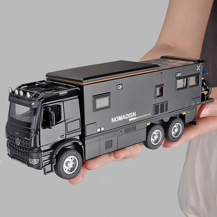 1:24 Benz Camper RV Motorhome Toy Model Car, Diecast Pull Back Truck Toy Car Model with Sound and Light for Kids Boys Girls