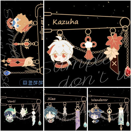 Wanderer Everlasting Lord of Arcane Wisdom Kaedehara Kazuha Venti Cosplay Pin Backpack Pendant Kawaii Accessorie Mascot Souvenir