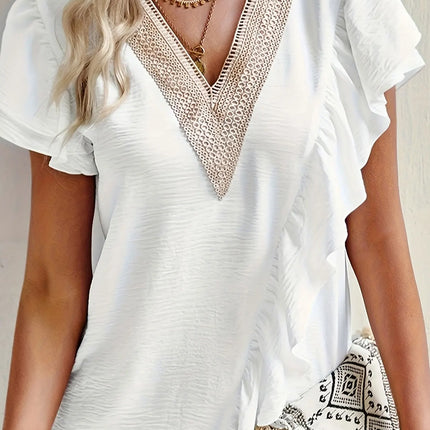 White Women's plus size shirt summer chic elegant shirt casual women's fashionable shirt White